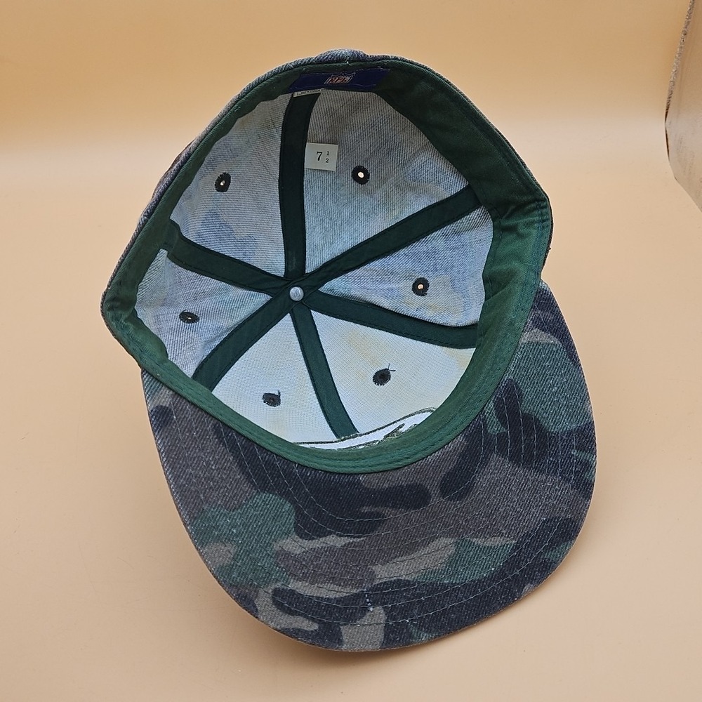 New York Jets Hat Cap Reebok Fitted Size 7 1/2 Camo Green NFL Football - Picture 7 of 8